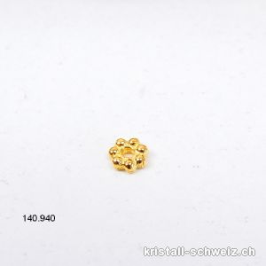 1 Stk. Mini Blume 4,2 mm, Zwischenteil 925er Silber vergoldet