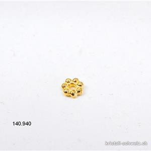 1 Stk. Mini Blume 4,2 mm, Zwischenteil 925er Silber vergoldet