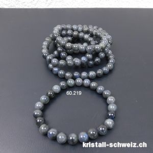 Armband Labradorit dunkel 8 mm, elastisch 18 - 19 cm. Grösse M