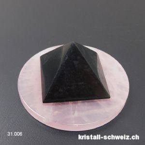 5 G Gegen-Wave-Set, Schungit Pyramid 3 cm und Rosenquarz Disc 6 cm