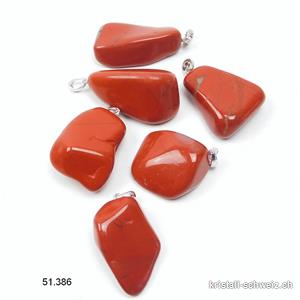 Anhänger Jaspis rot 2,5 - 3 cm an Silberöse rhodiniert. Grösse M-L