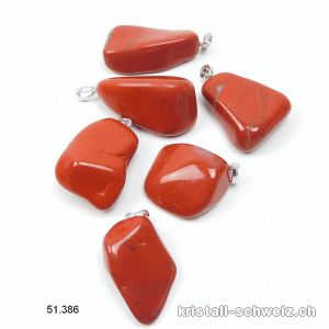 Anhänger Jaspis rot 2,5 - 3 cm an Silberöse rhodiniert. Grösse M-L