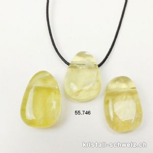 Zitronenquarz - Lemon Quarz 3 cm gebohrt mit lederband