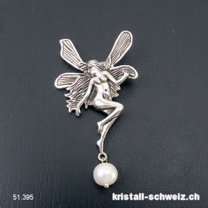 Anhänger Perle - Süßwasserperle ELFE aus 925er Silber geschwärtz. Grösse L