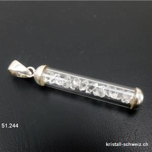Anhänger Herkimer Diamant Doppelender an 925er Silber, 4 x 0,7 cm
