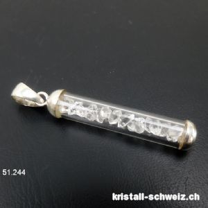 Anhänger Herkimer Diamant Doppelender an 925er Silber, 4 x 0,7 cm