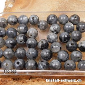 Larvikit - grauer Labradorit - Kugel gelocht 6 - 6,5 mm