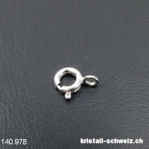 Federring 6 mm, fester Oese offen / 925 Silber RHODINIERT