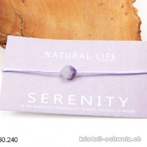 Armband Amethyst-Quarz - SERENITY - mit verstellbarer Satinschnur hell-lila. SONDERANGEBOT