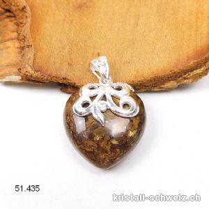 Anhänger Bronzit Herz 2,5 cm aus 925 Silber