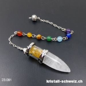 Pendel Bergkristall - Citrin ca. 5 cm mit abnehmbarer Chakra-Kette