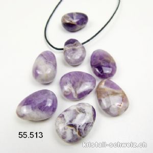 Amethyst-Quarz gebohrt  ca. 2,5 cm mit Lederband. SONDERANGEBOT