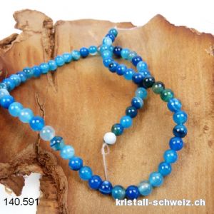 Strang Achat blau gebändert 6 - 6,5 mm / 37 cm, ca. 60 Kugeln