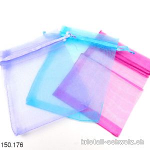 Set 3 Organza Beutel blau-fuchsia-lila 12 x 8,5 cm. SONDERANGEBOT