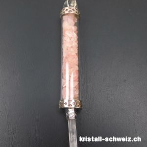 Energiestab Rosenquarz und Bergkristall, ca. 12,5 cm. Unikat. SONDERANGEBOT