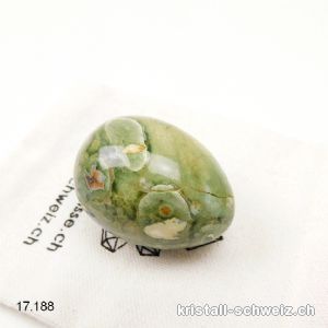 1 YONI Ei Rhyolith Regenwald grün 4 x 3 cm. Größe M. UNGEBOHRT