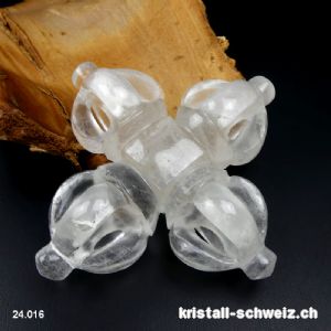 Doppelte Dorja geschnitzt in einem Kristall aus dem Himalaya. Unikat von 267 Gramm