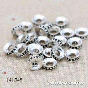 Zwischenteil Rondelle 6 mm mit Punktedekor, Metall versilbert