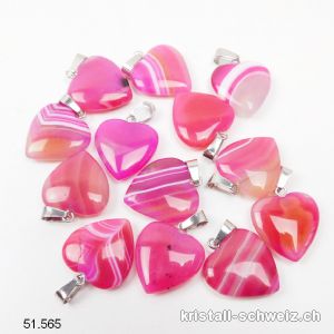 Anhänger Achat rosa Herz 2 cm mit Metallöse. Sonderangebot