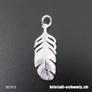 Anhänger Feder flach aus 925 Silber, 3 x 1,2 cm