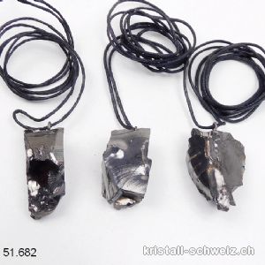 Anhänger Schungit - Edelschungit 2 - 3,5 cm, an Metallöse mit dünner Schnur zum binden