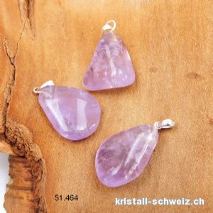 Anhänger Amethyst hell 2,5 - 3 cm mit Silberöse