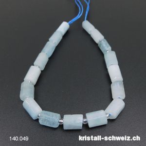 Halb-Strang Aquamarin, Röhrchen facettiert 8 - 10 x 5 - 7 mm / 19,5 cm, 16 Stücke