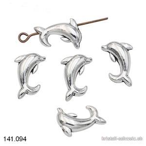 Zwischenteil Delfin aus Metall versilbert, lang. 16 mm