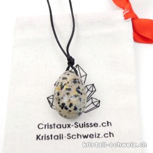 1 Ei YONI Dalmatiner Jaspis 3 x 2 cm. Grösse S. GEBOHRT