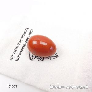 1 Ei YONI Jaspis rot 3 x 2 cm. Grösse S. UNGEBOHRT
