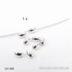 1 x Zwischenteil Oliv aus 925er Silber, Ø 3 mm / lang. 4 mm