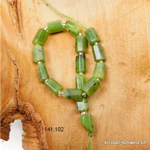 Halb-Strang Kanada Jade, Röhrchen facettiert 8 - 10 x 5 - 6 mm / 19 cm, 16 Stück. SONDERANGEBOT
