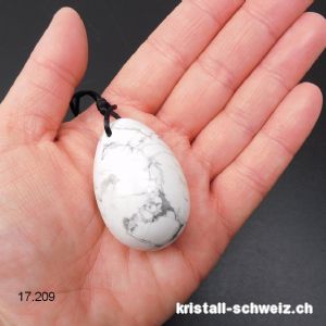 1 YONI Ei Magnesit - Howlith weiss 4,5 x 3 cm. Größe L. GEBOHRT