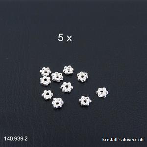 Batch 5 Stk. Mini Blumen 3,5 mm, Zwischenteil 925er Silber