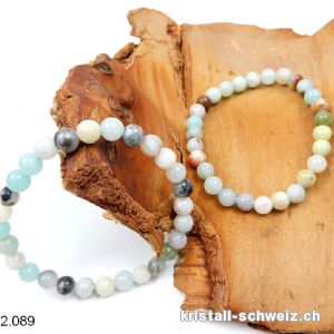 Armband Amazonit mehrfarbig 6 - 6,5 mm, elastisch 19 cm. Grösse M-L