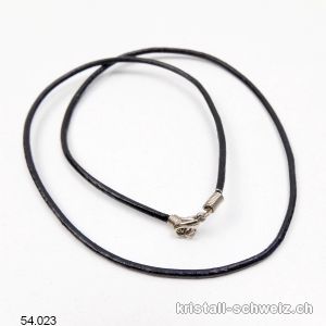 Lederkette schwarz mit Verschluss, 2 mm / L. 44 cm