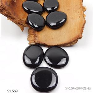 Obsidian schwarz flach 3,3 - 3,8 cm. Größe M. Sonderangebot
