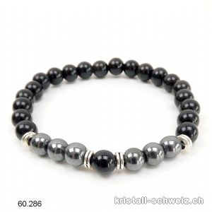 Armband Onyx schwarz - Hämatit 8 mm / 21 cm