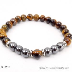 Armband Tigerauge - Hämatit 8 mm / 21 cm