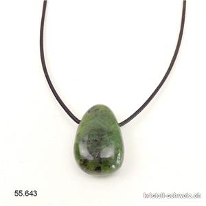 Nephrit Jade 3 cm gebohrt mit Lederband zum binden