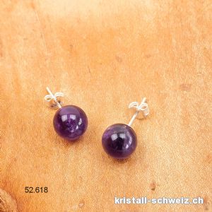 Ohrstecker Amethyst, Kugel 5 - 6 mm an 925 Silber