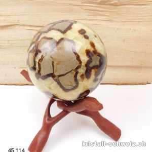 Kugel Septaria 9,5 cm mit Holzcobra-Ständer. Einzelstück 1'223 Gramm