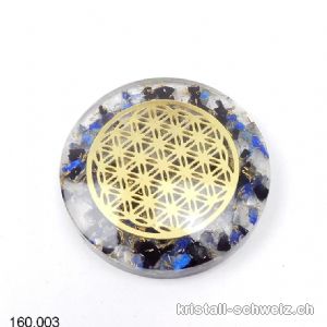 Thaler Orgonit Blume des Lebens, Lapislazuli - Bergkristall - Tourmalin schwarz 4 cm