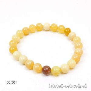 Armband Opal natur gelb 8 mm, elastisch 18,5 cm