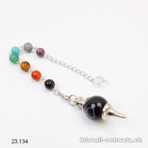 Pendel Onyx schwarz mit abnehmbarer Chakrenkette - Galileo Pendel
