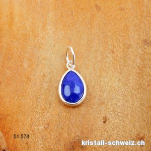 Anhänger Lapislazuli Mini-Tropfen aus 925er Silber, 11 x 8 mm