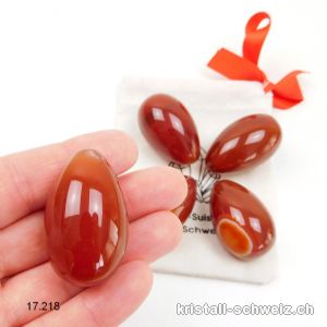 1 Ei YONI Karneol 3 x 1,8 - 2 cm. Grösse XS - S. UNGEBOHRT. Sonderangebot