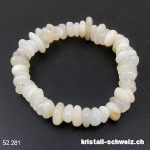 Armband Mondstein beige 8-10 mm, elastisch 19 cm. Grösse M-L