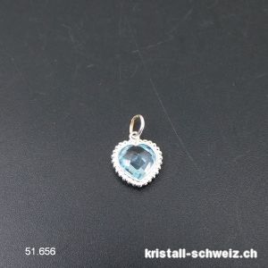 Anhänger Topas blau, facettierter Herz 1,5 cm aus 925 Silber