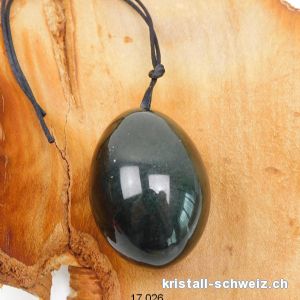 1 Ei Yoni Nephrit Jade dunkel grün-schwarz 5 x 3,5 cm. Grösse XL. Geborht. SONDERANGEBOT